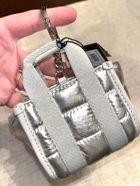 kate spade NWT! Metallic Silver Kip Puffy Micro Bag Charm - Picture 7 of 12